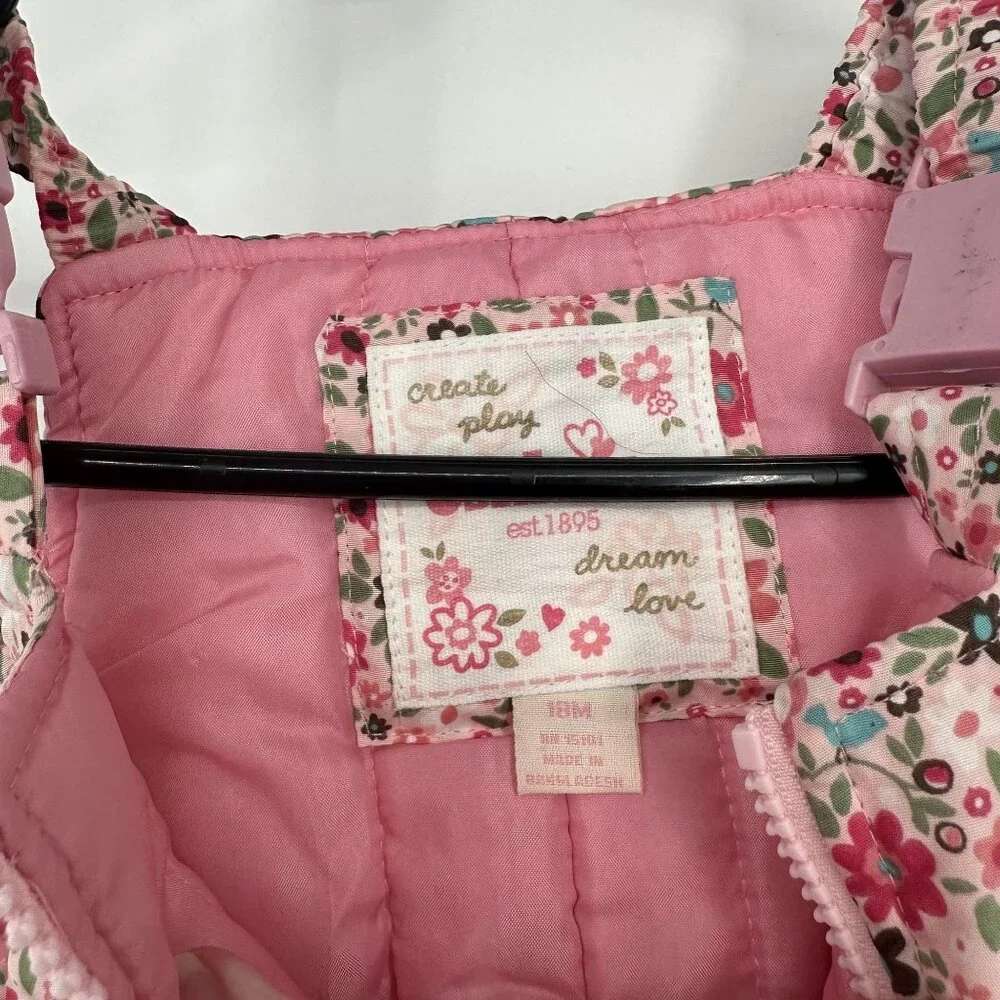 OshKosh B'gosh Baby Girls Snow Bibs Floral Print Size‎ 18 Month